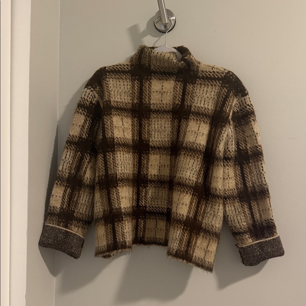Zara Brown and Cream Turtleneck Sweater